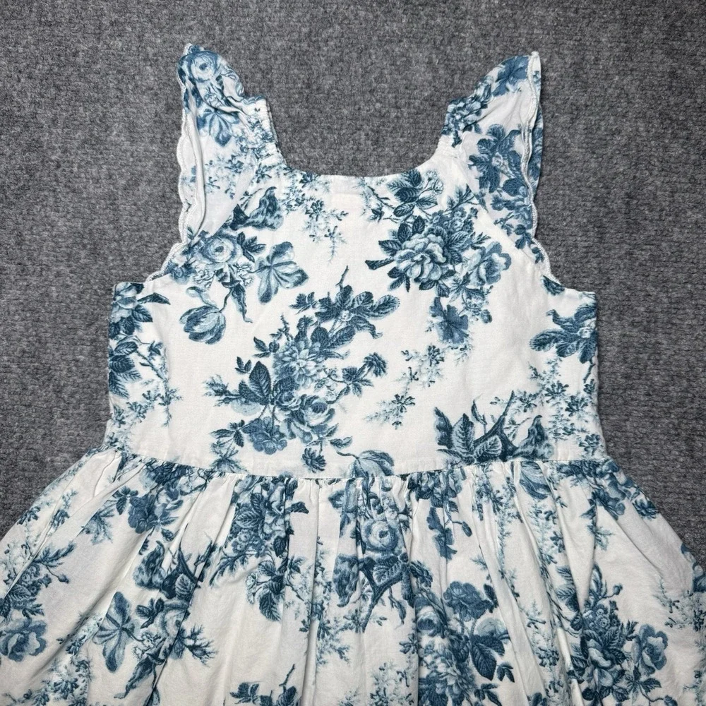 Gap x Love Shack Fancy Dress Floral and Lace Blue White Toddler Size 5 Years
